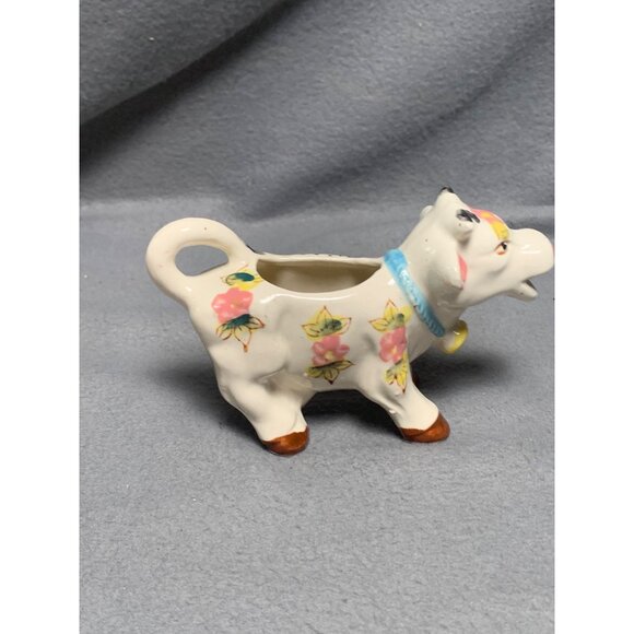 Vintage Cow-Shaped Creamer with Floral Design & "Cream" Label - Picture 4 of 11